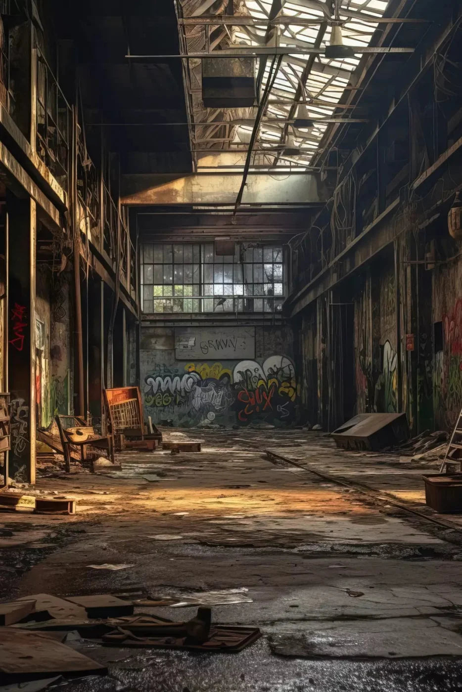 Abandoned Warehouse I 5X8 Ultracloth ( 60 X 96 Inch ) Backdrop