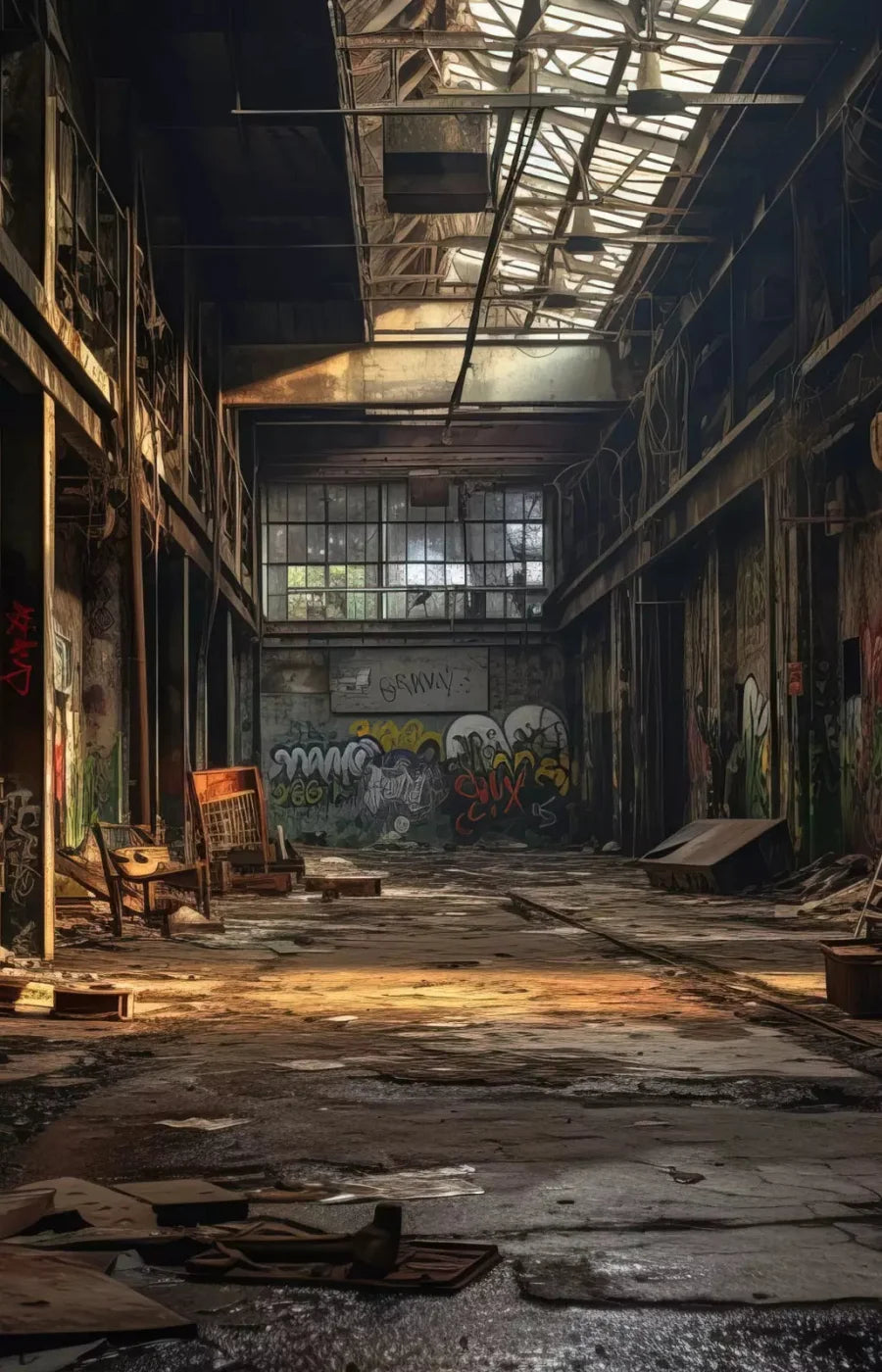 Abandoned Warehouse I 8X12 Ultracloth ( 96 X 144 Inch ) Backdrop