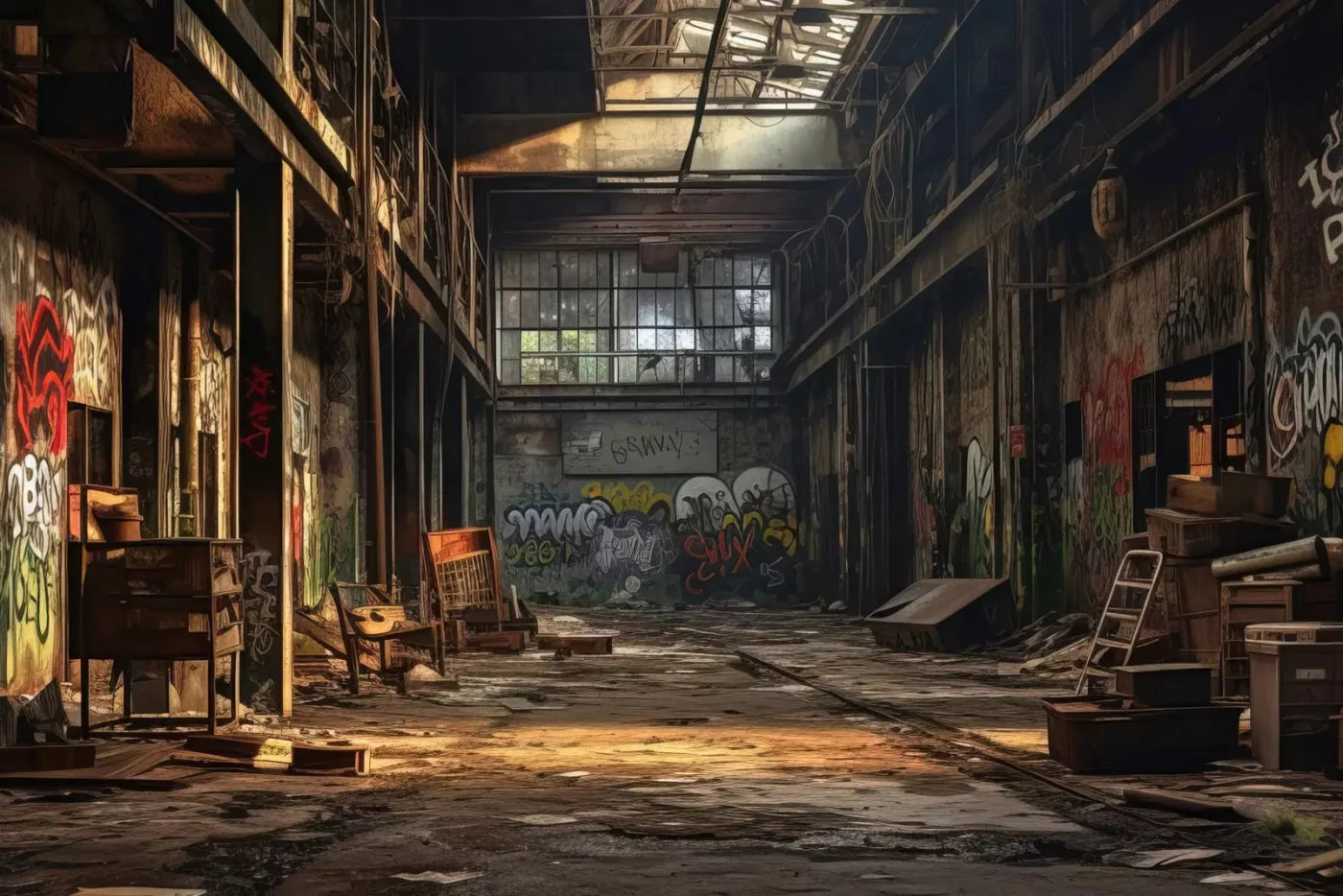 Abandoned Warehouse I 8X5 Ultracloth ( 96 X 60 Inch ) Backdrop