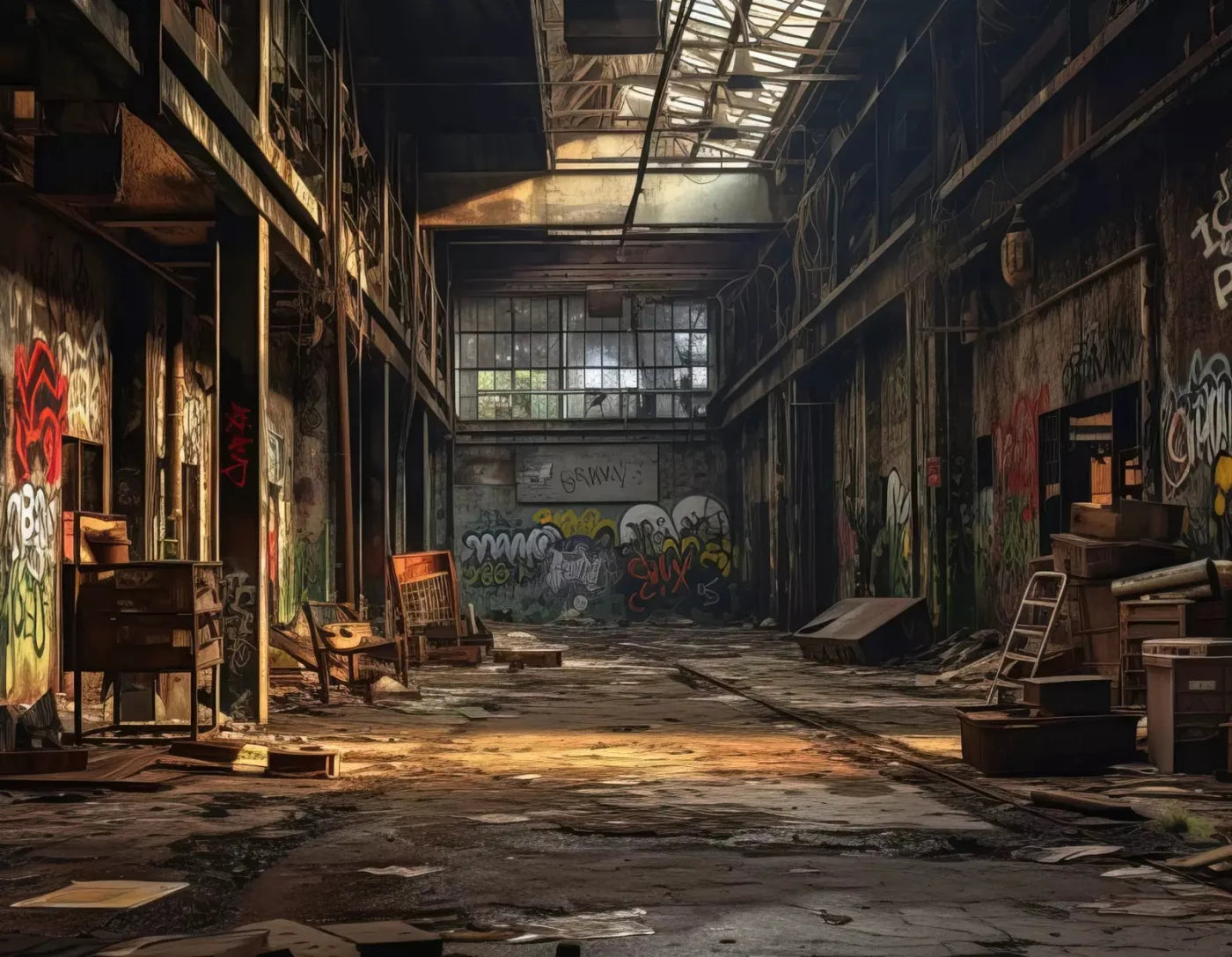 Abandoned Warehouse I 8X6 Fleece ( 96 X 72 Inch ) Backdrop
