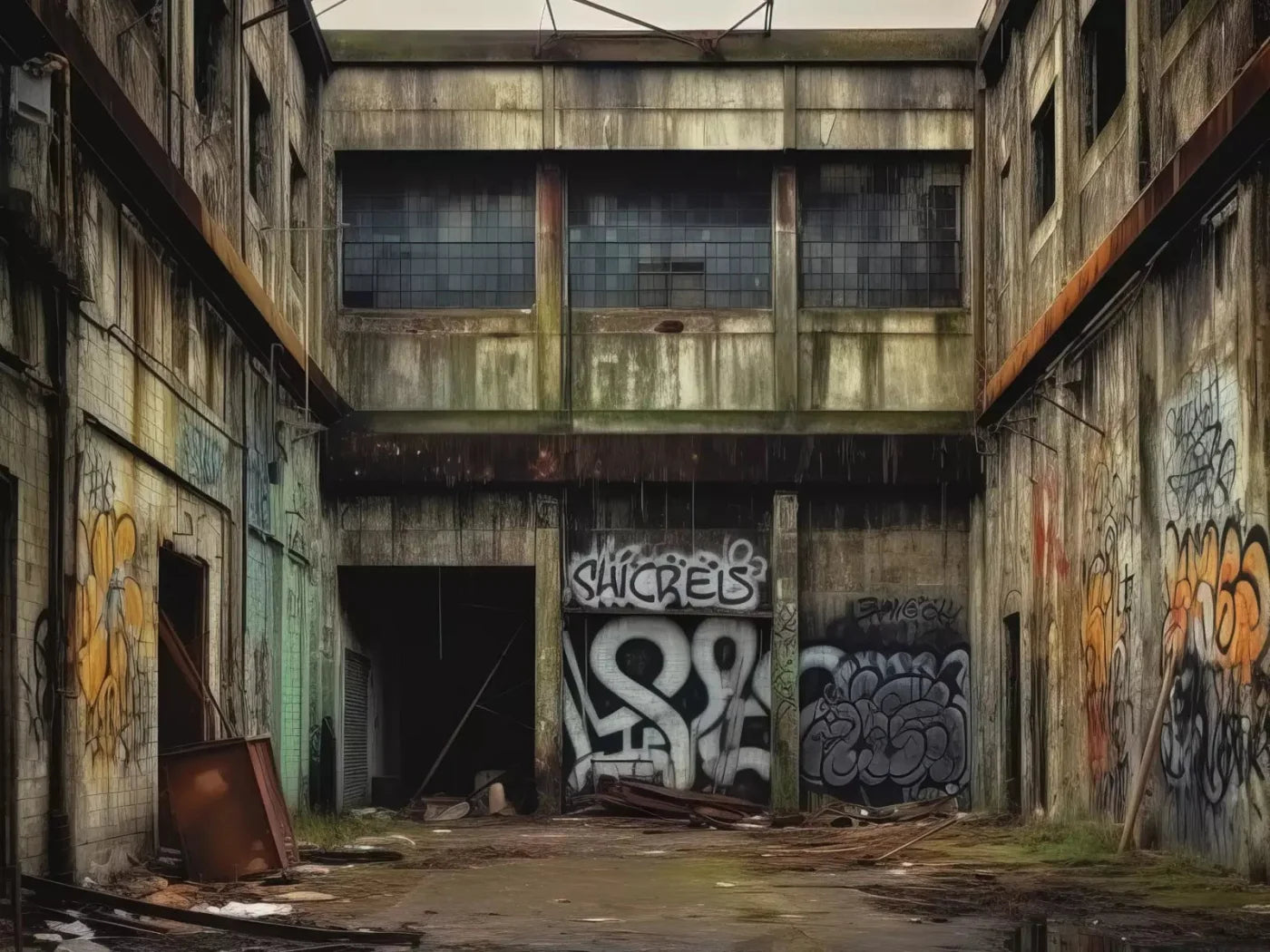 Abandoned Warehouse Ii 10X8 Fleece ( 120 X 96 Inch ) Backdrop
