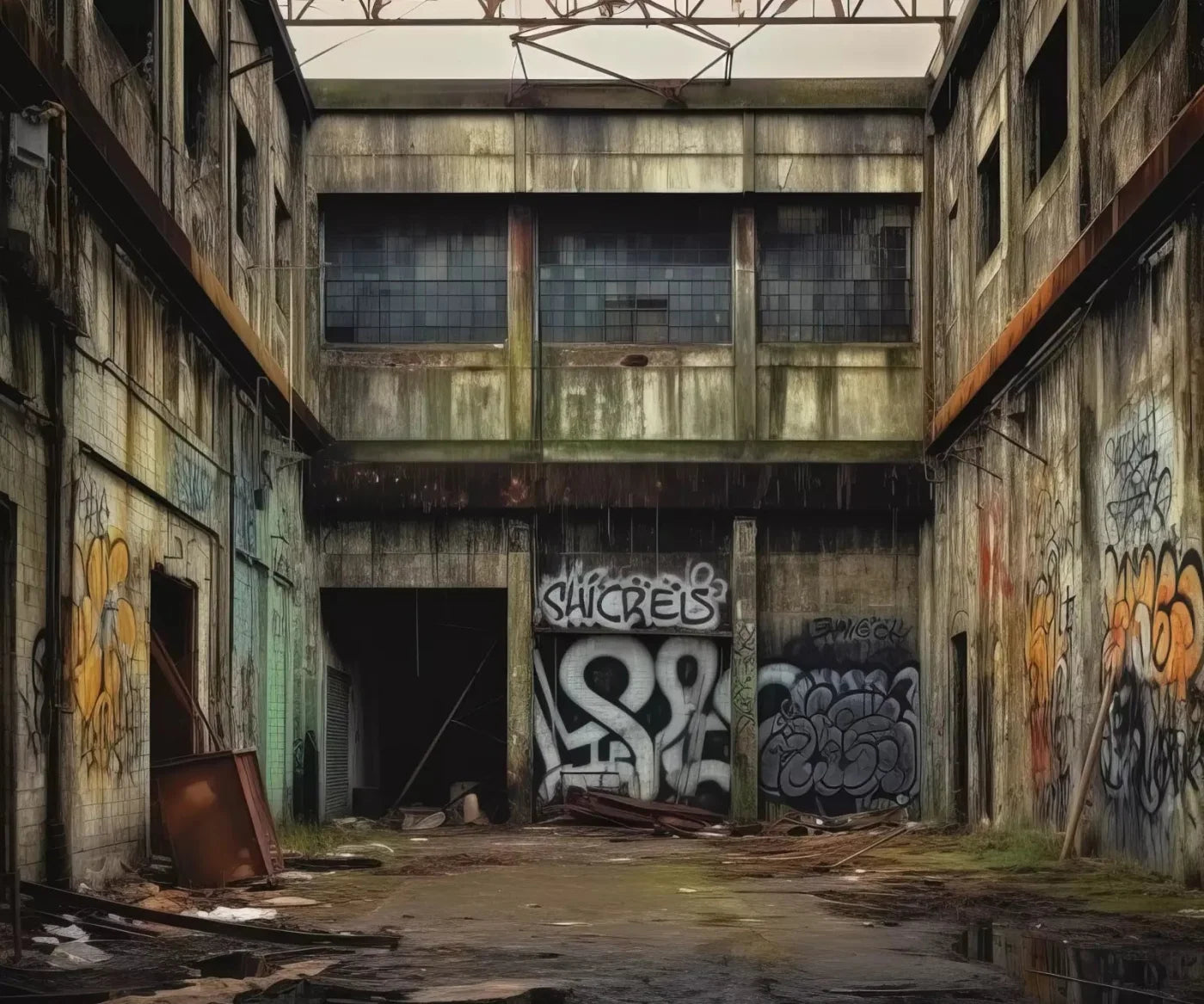 Abandoned Warehouse Ii 5X42 Fleece ( 60 X 50 Inch ) Backdrop