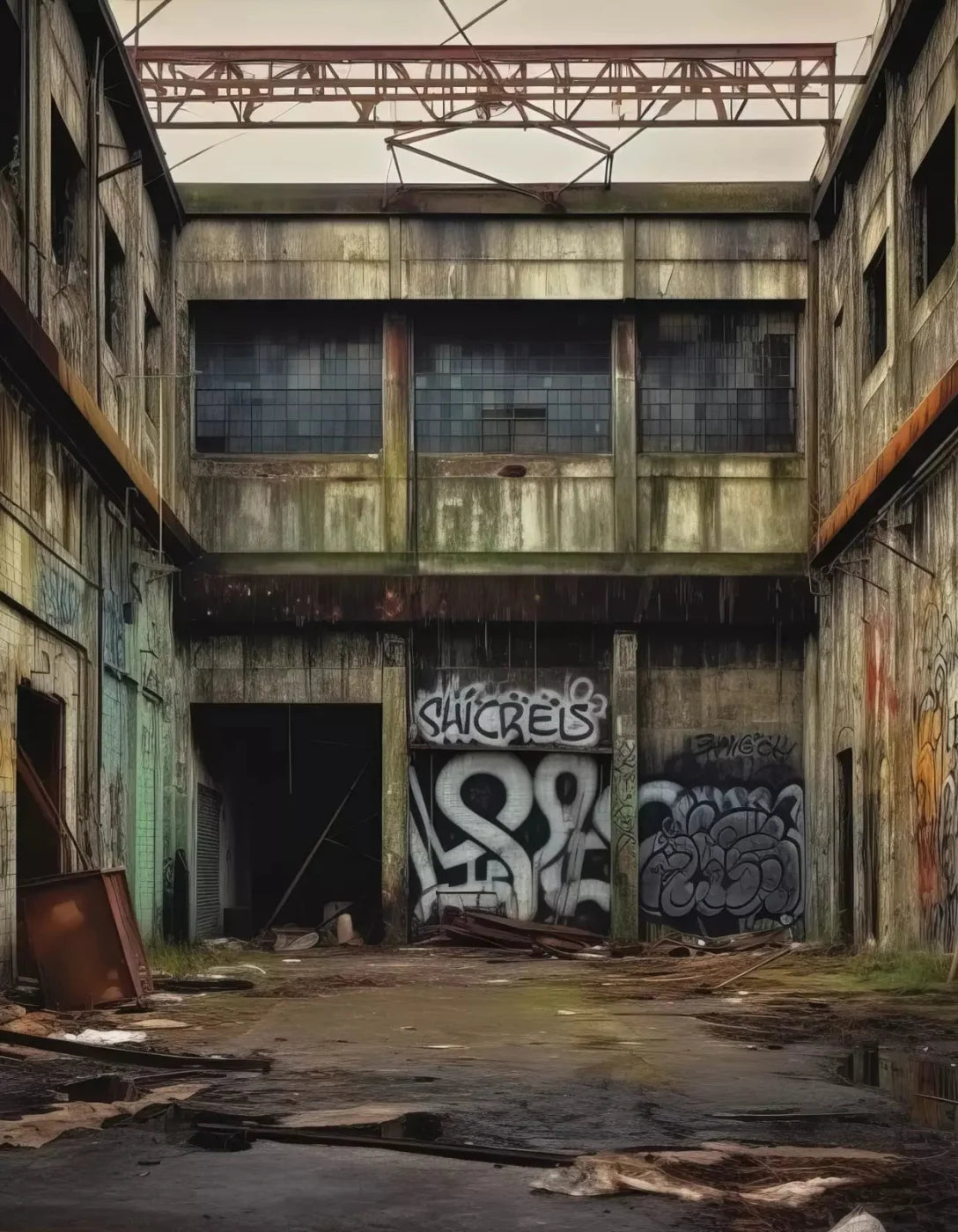 Abandoned Warehouse Ii 6X8 Fleece ( 72 X 96 Inch ) Backdrop