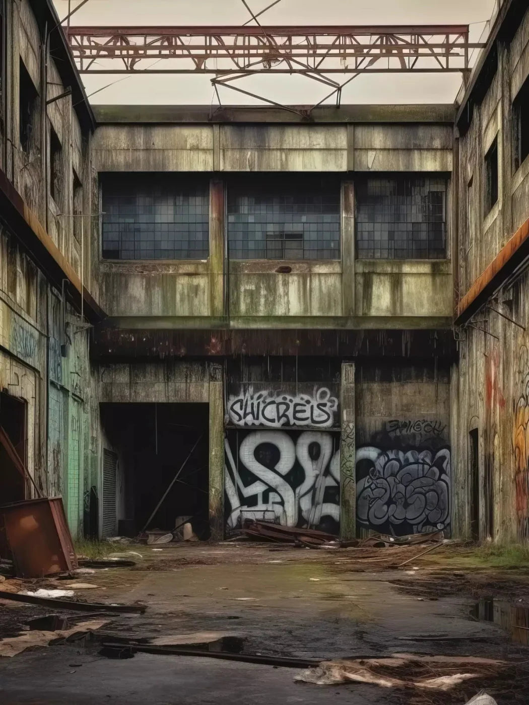 Abandoned Warehouse Ii 8X10 Fleece ( 96 X 120 Inch ) Backdrop