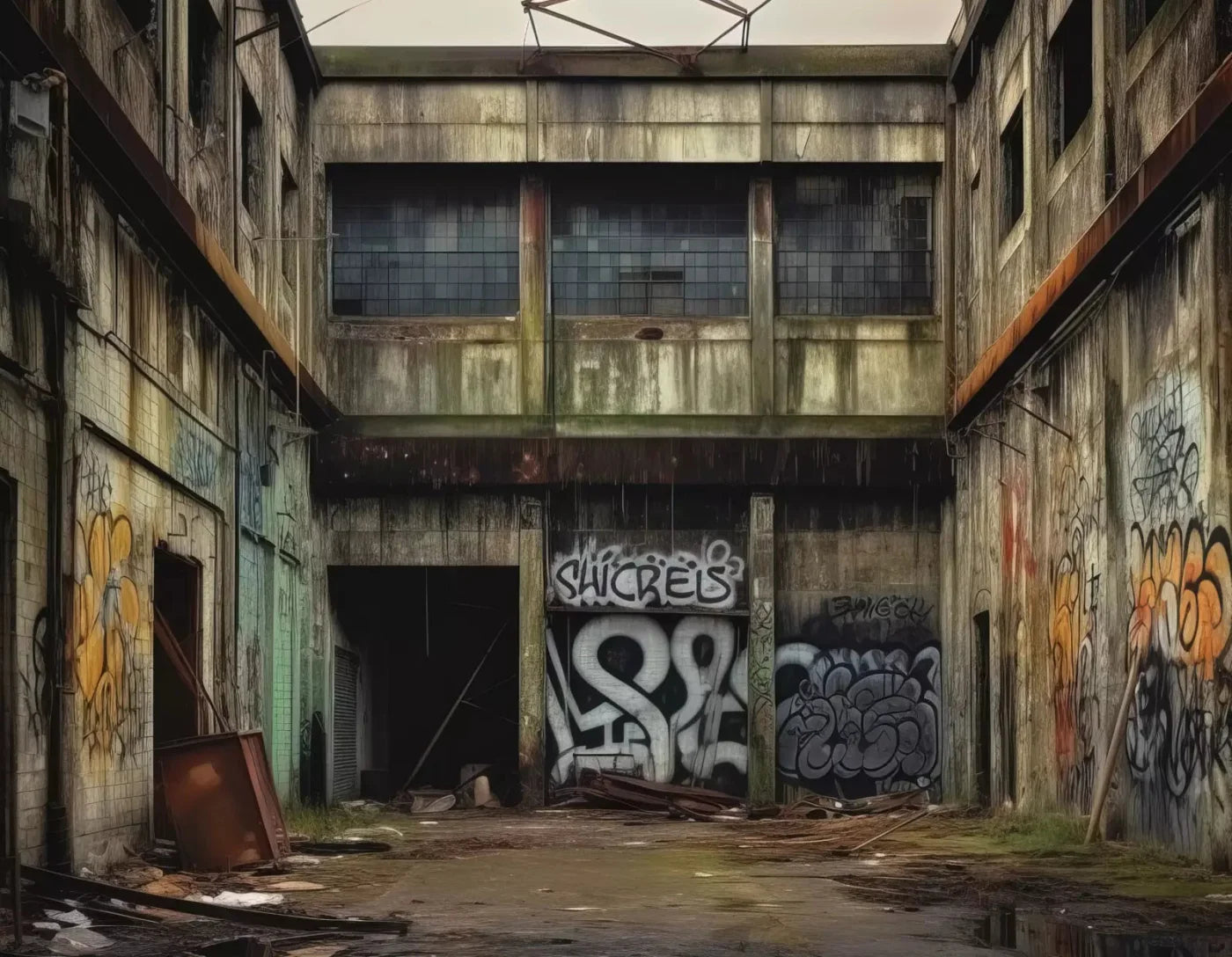 Abandoned Warehouse Ii 8X6 Fleece ( 96 X 72 Inch ) Backdrop
