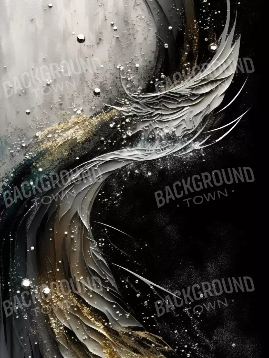 Abstract In Gold And Black 5X68 Fleece ( 60 X 80 Inch ) Backdrop