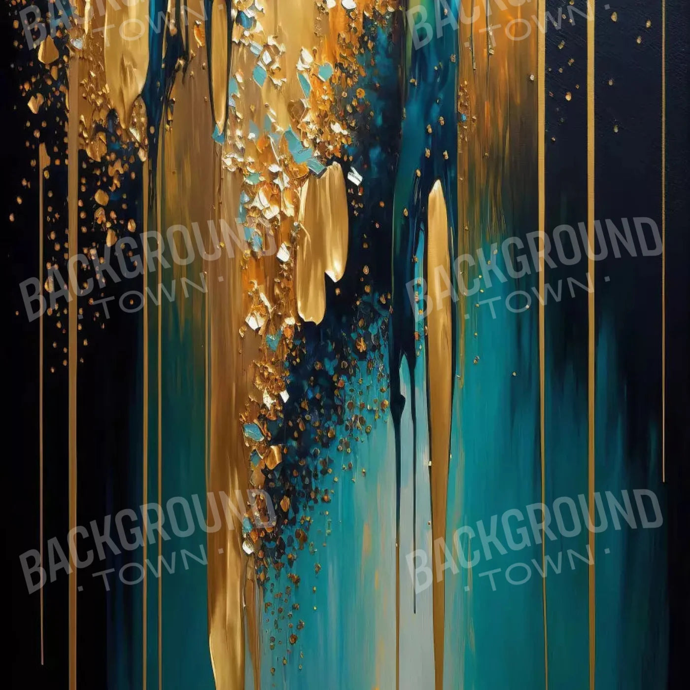 Abstract In Gold And Teal 10X10 Ultracloth ( 120 X Inch ) Backdrop