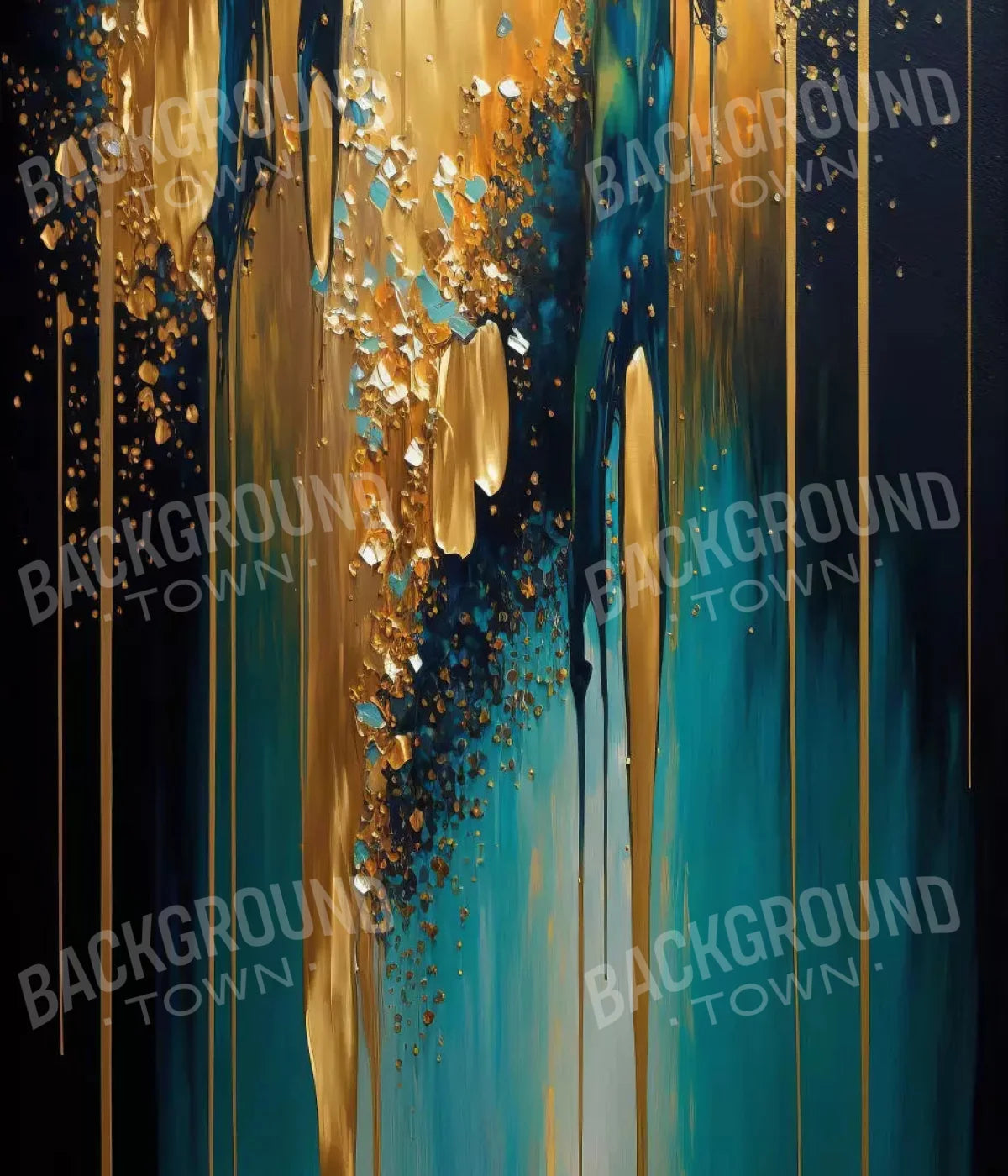 Abstract In Gold And Teal 10X12 Ultracloth ( 120 X 144 Inch ) Backdrop