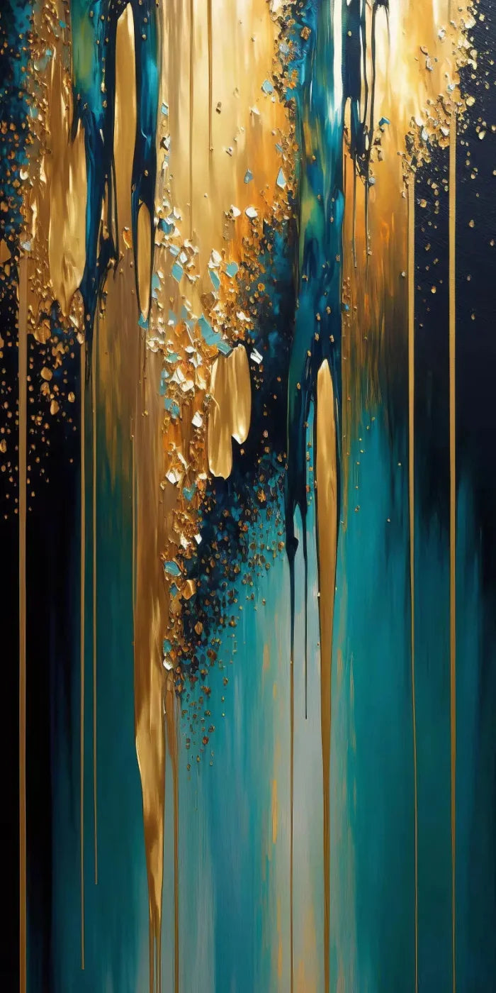 Abstract In Gold And Teal 10X20 Ultracloth ( 120 X 240 Inch ) Backdrop