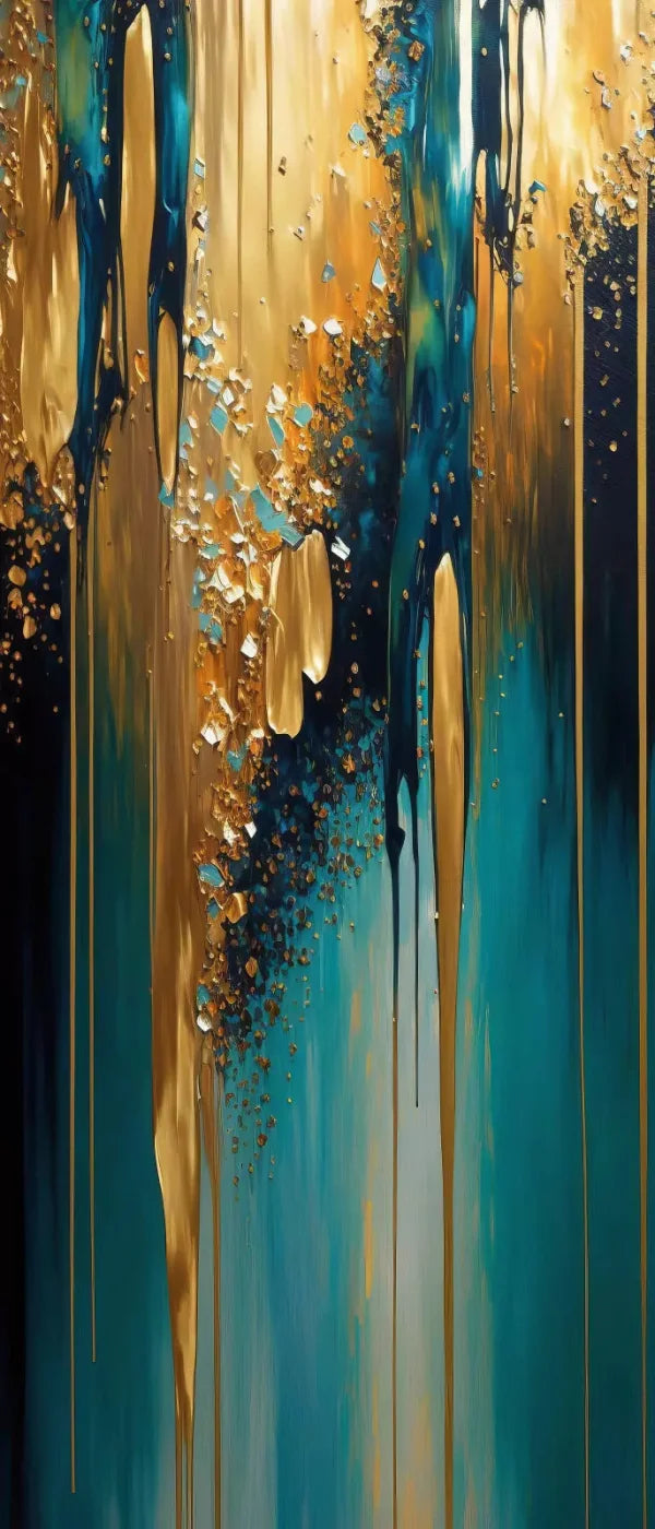 Abstract In Gold And Teal 5X12 Ultracloth For Westcott X-Drop ( 60 X 144 Inch ) Backdrop