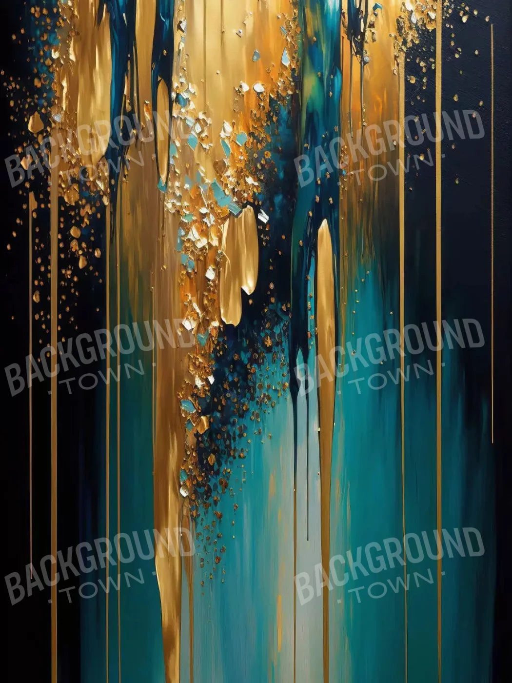 Abstract In Gold And Teal 5X7 Ultracloth ( 60 X 84 Inch ) Backdrop