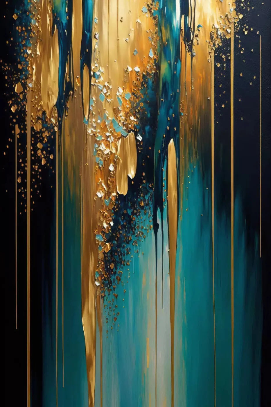Abstract In Gold And Teal 5X8 Ultracloth ( 60 X 96 Inch ) Backdrop
