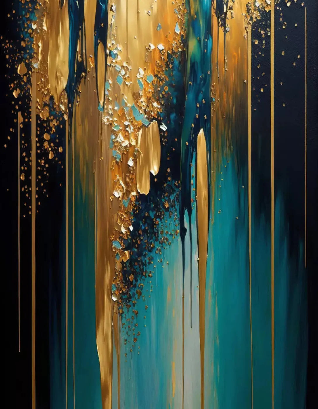 Abstract In Gold And Teal 6X8 Fleece ( 72 X 96 Inch ) Backdrop