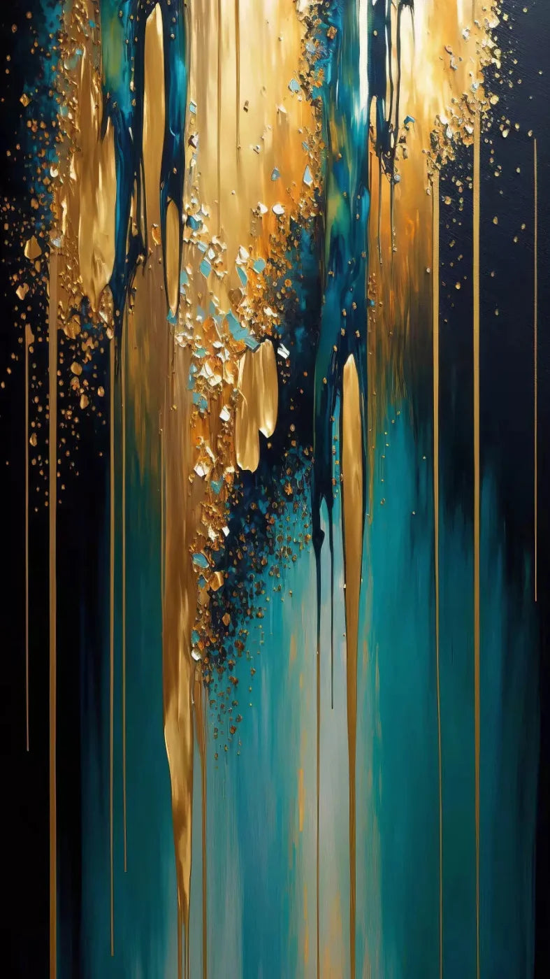 Abstract In Gold And Teal 8X14 Ultracloth ( 96 X 168 Inch ) Backdrop