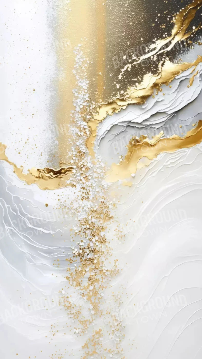 Abstract In Gold And White 8X14 Ultracloth ( 96 X 168 Inch ) Backdrop