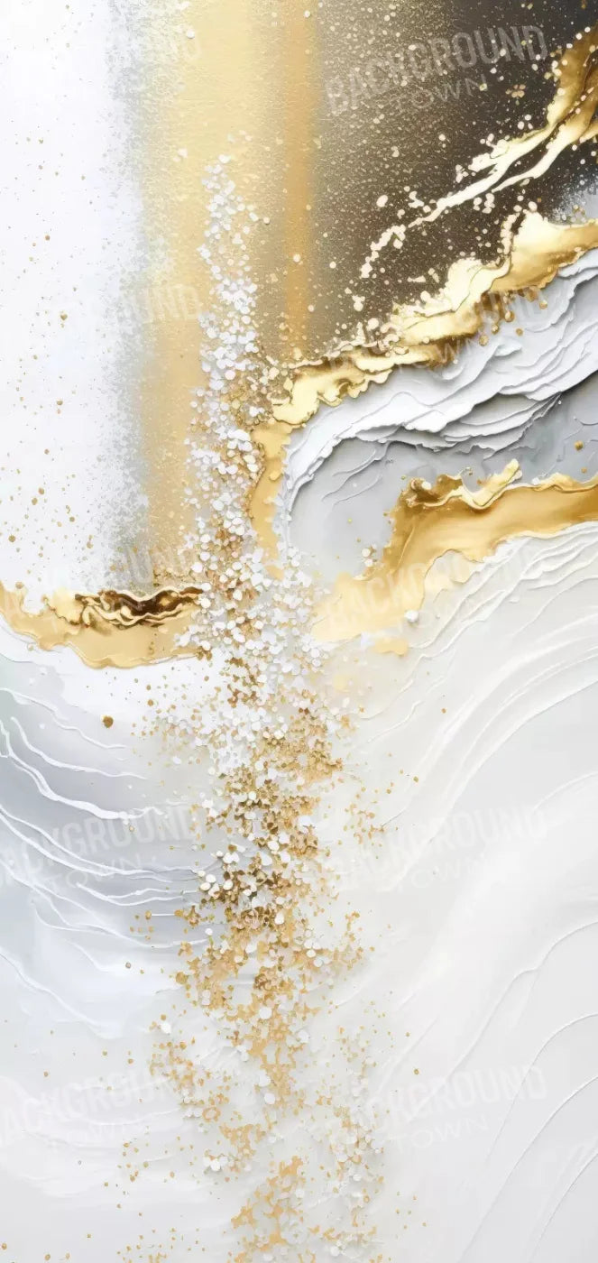 Abstract In Gold And White 8X16 Ultracloth ( 96 X 192 Inch ) Backdrop