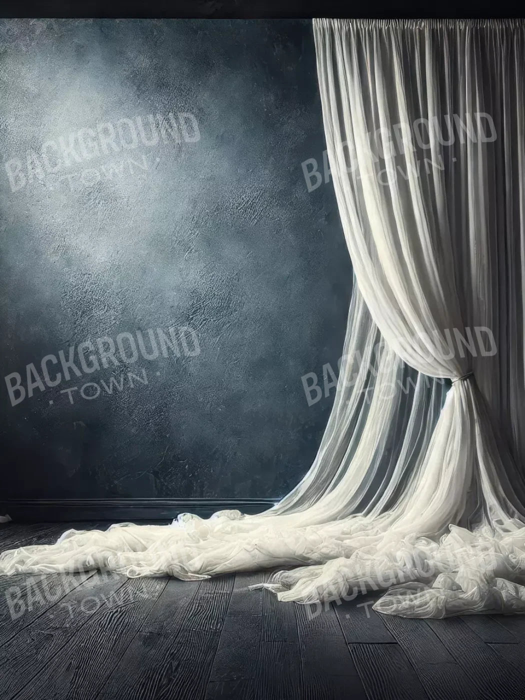 Amora Blue Curtain Wall I 6’X8’ Fleece (72 X 96 Inch) Backdrop