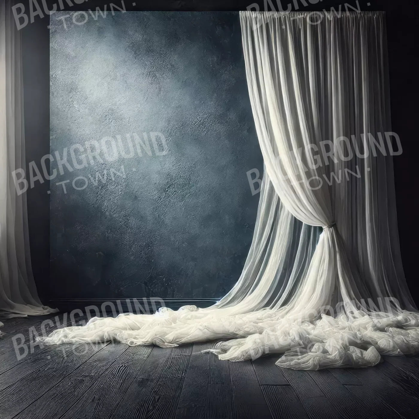 Amora Blue Curtain Wall I 8’X8’ Fleece (96 X Inch) Backdrop