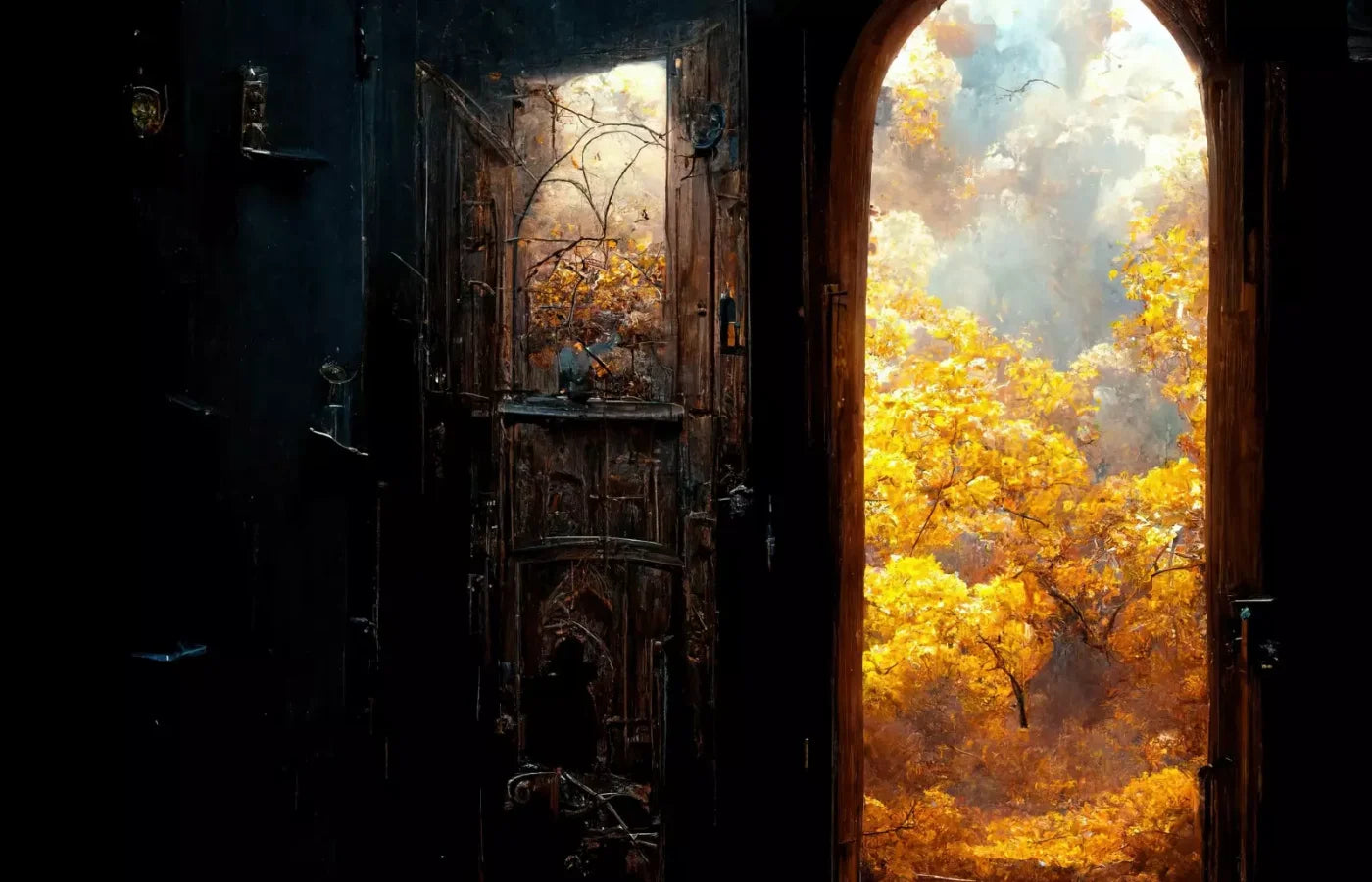 Ancient Autumn Doorway 14’X9’ Ultracloth (168 X 108 Inch) Backdrop