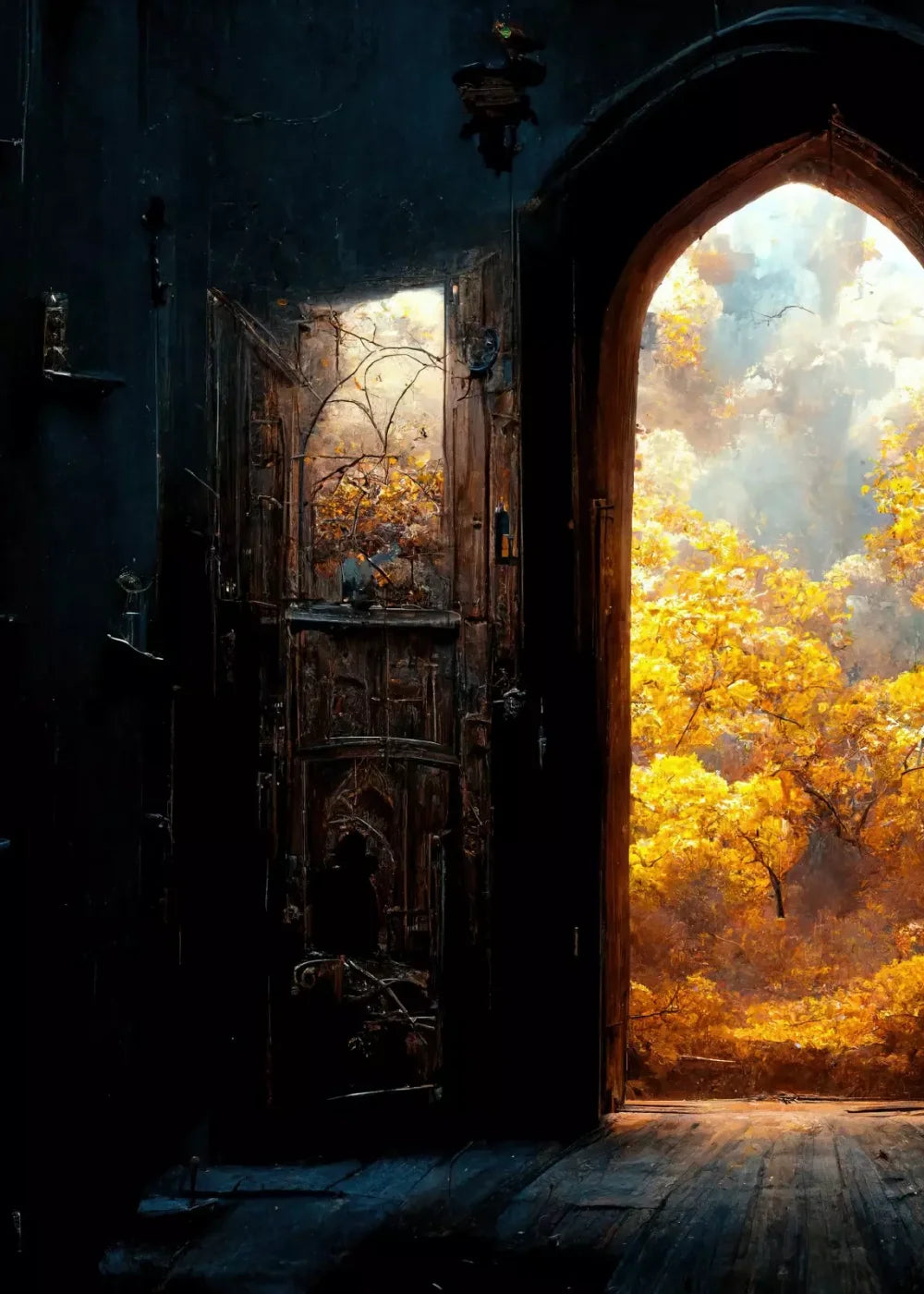 Ancient Autumn Doorway 5’X7’ Ultracloth (60 X 84 Inch) Backdrop