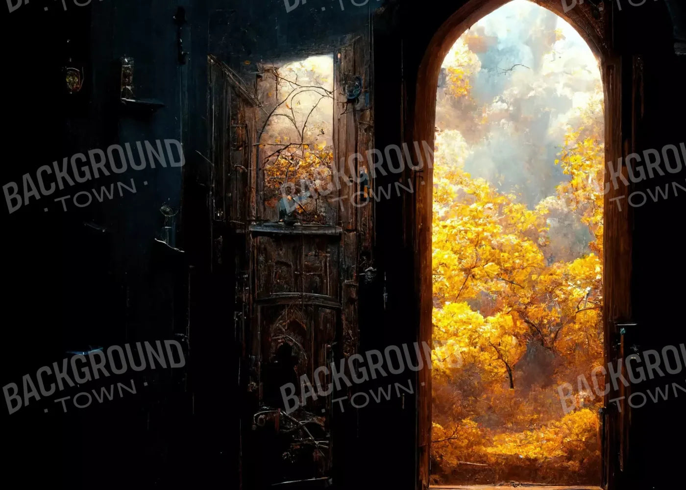 Ancient Autumn Doorway 7’X5’ Ultracloth (84 X 60 Inch) Backdrop