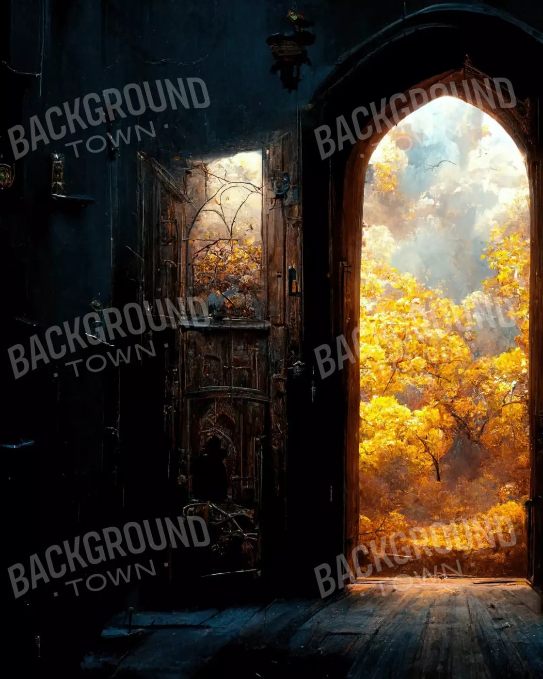 Ancient Autumn Doorway 8’X10’ Fleece (96 X 120 Inch) Backdrop