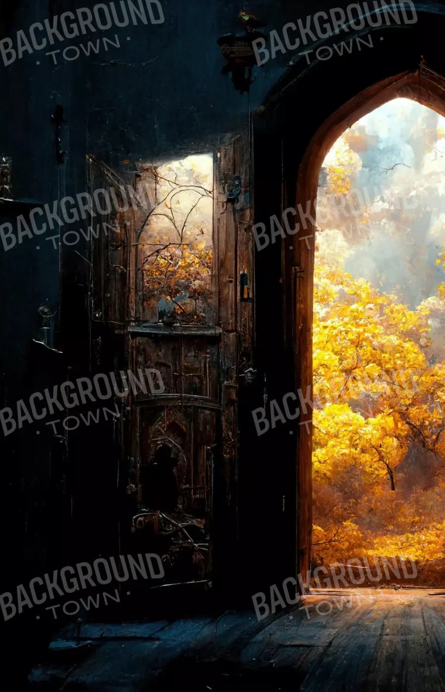 Ancient Autumn Doorway 9’X14’ Ultracloth (108 X 168 Inch) Backdrop