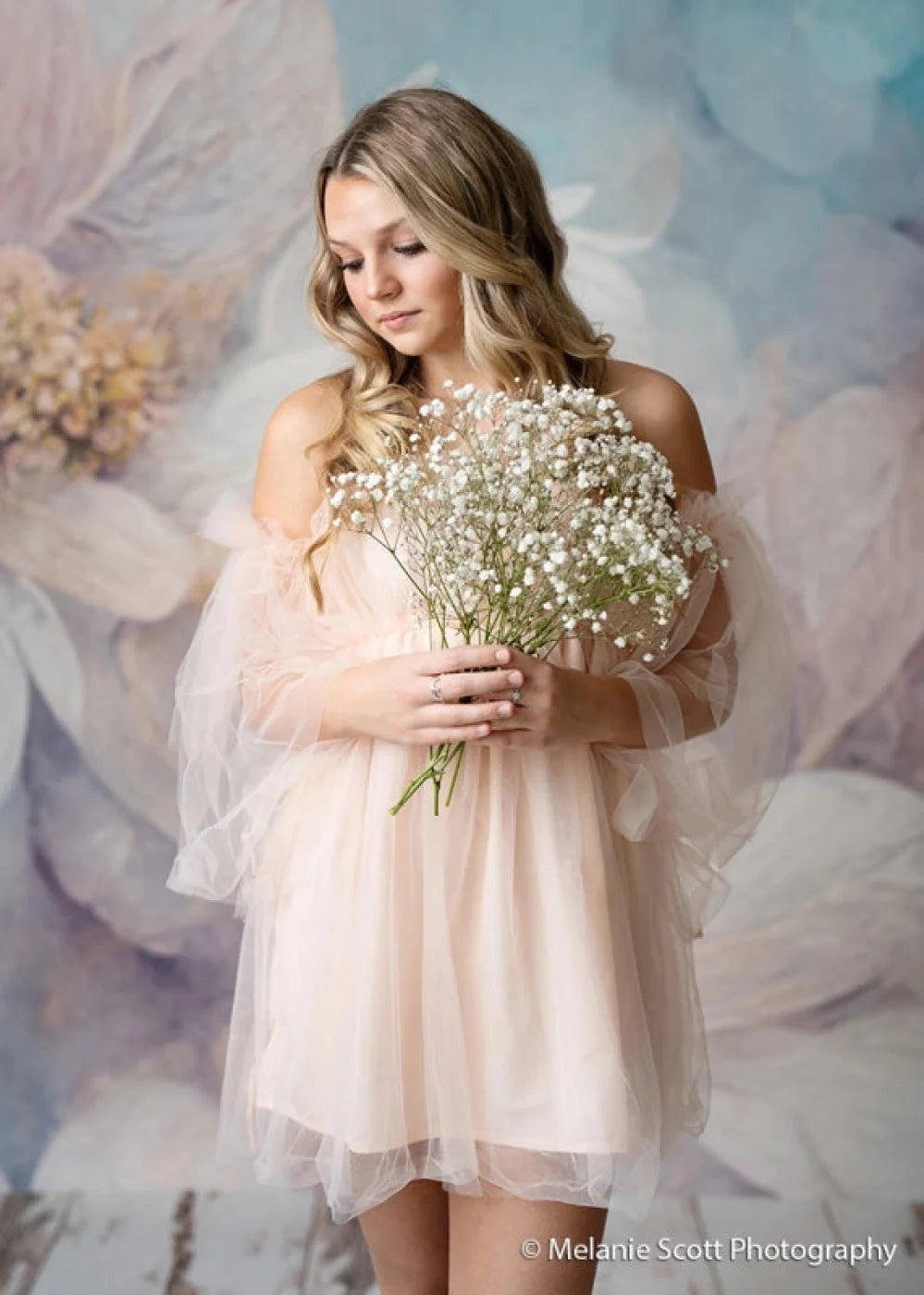 Beige Floral Backdrop for Photography
