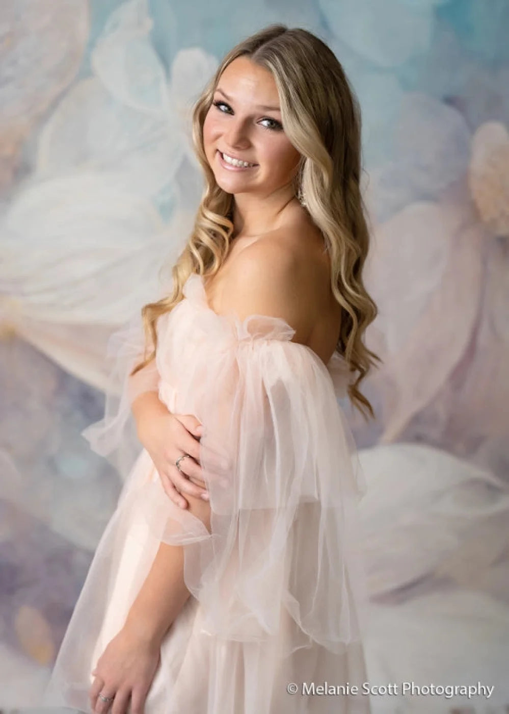 Beige Floral Backdrop for Photography