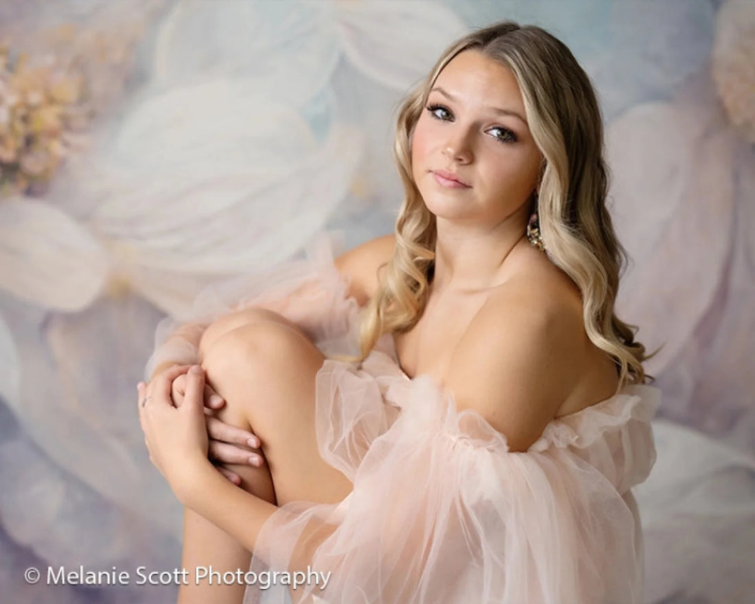 Beige Floral Backdrop for Photography