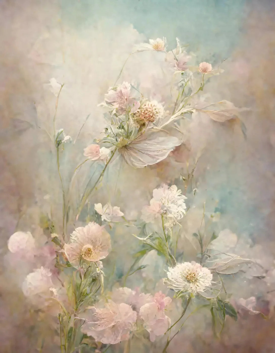 Angel Flowers 3 6X8 Fleece ( 72 X 96 Inch ) Backdrop