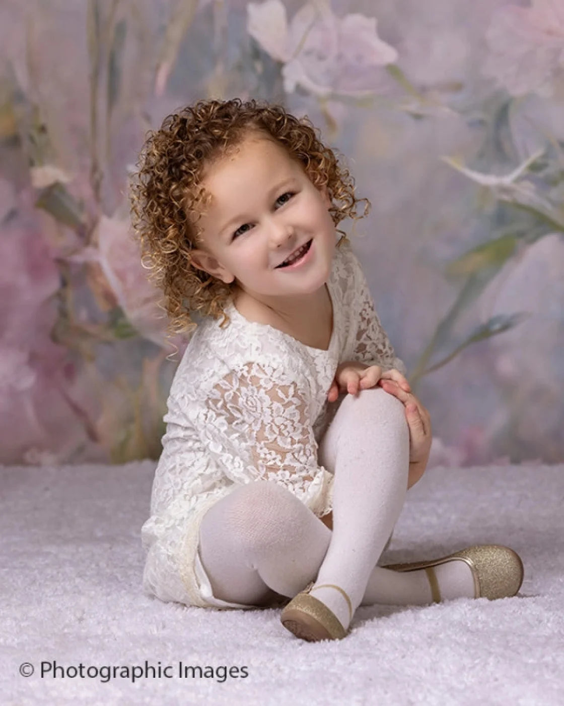 Beige Floral Backdrop for Photography