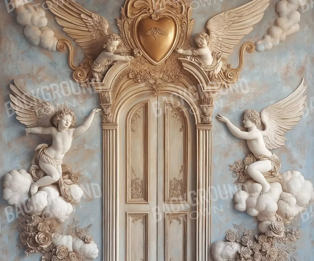 Angels And Cherubs With Door 5’X4’2 Fleece (60 X 50 Inch) Backdrop