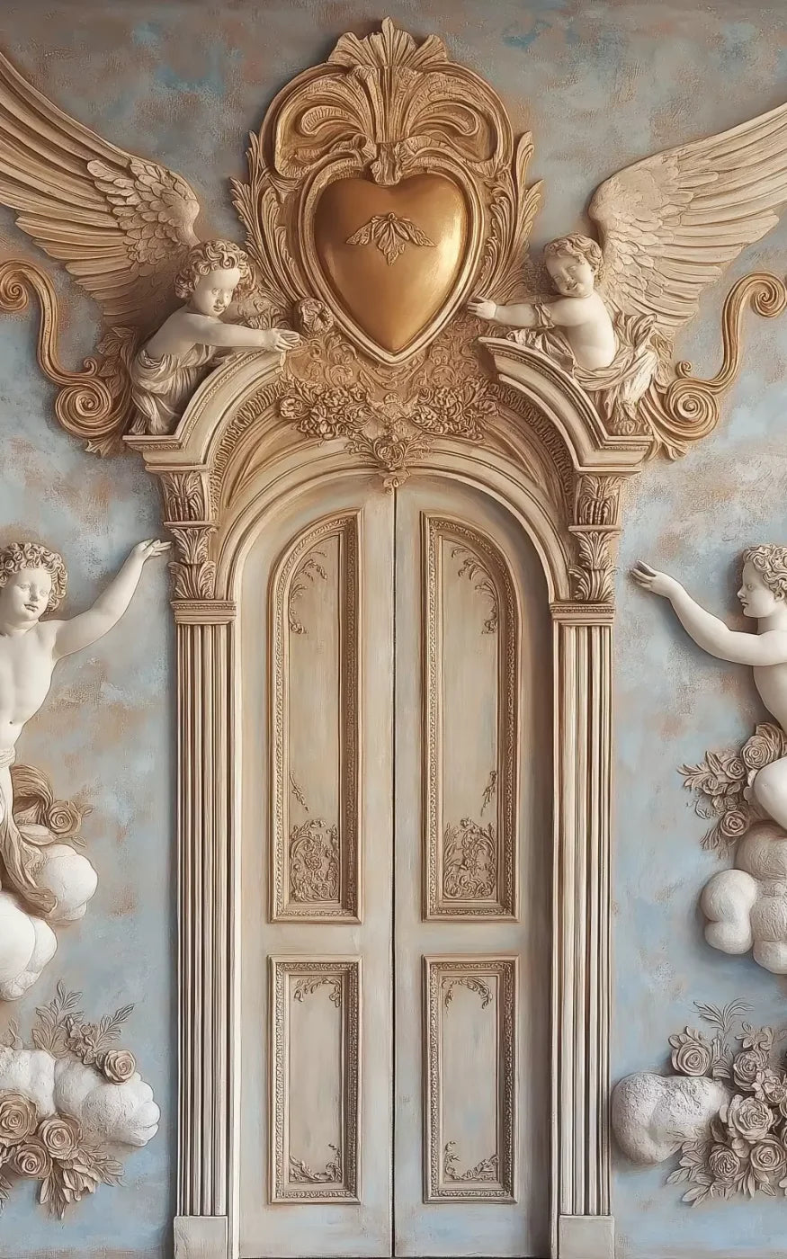 Angels And Cherubs With Door 5’X8’ Ultracloth (60 X 96 Inch) Backdrop
