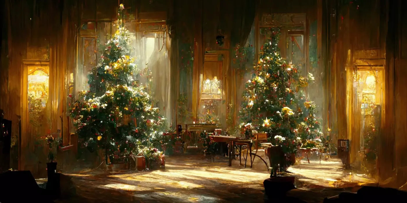 Antique Christmas Livingroom 20’X10’ Ultracloth (240 X 120 Inch) Backdrop