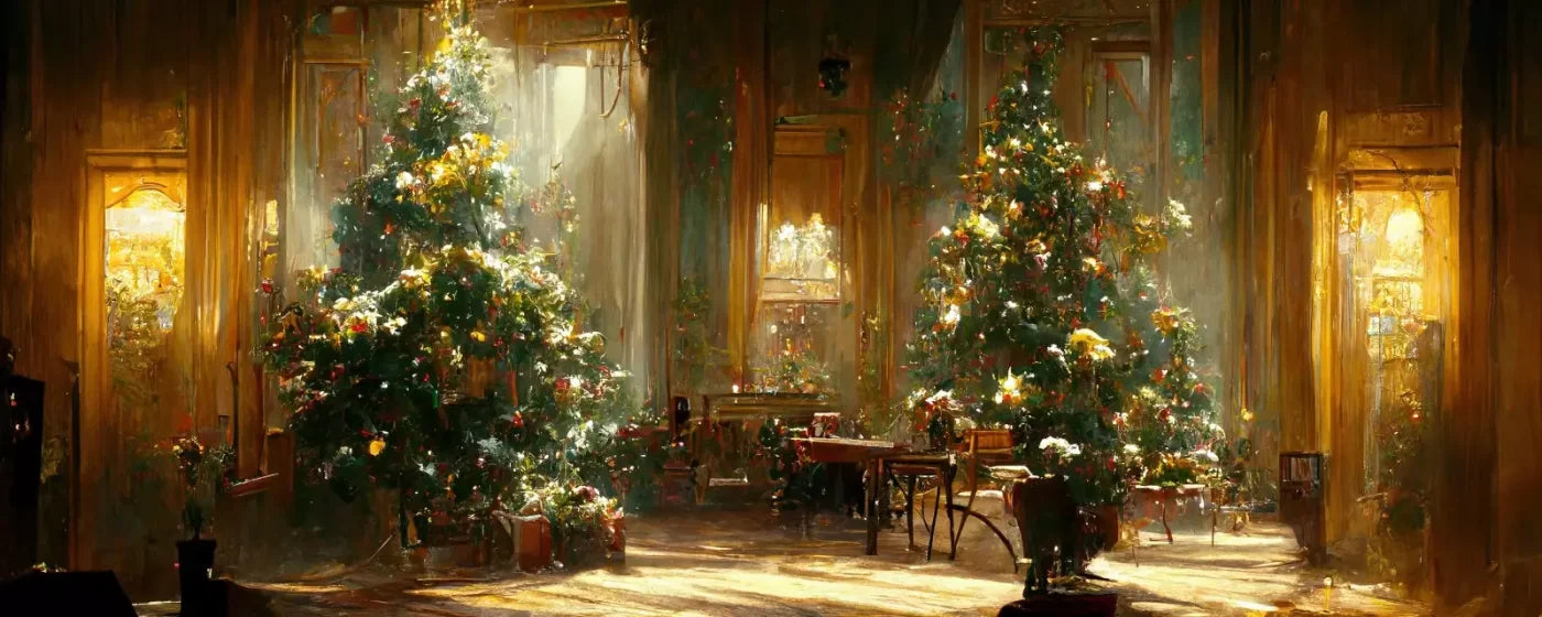 Antique Christmas Livingroom 20’X8’ Ultracloth (240 X 96 Inch) Backdrop