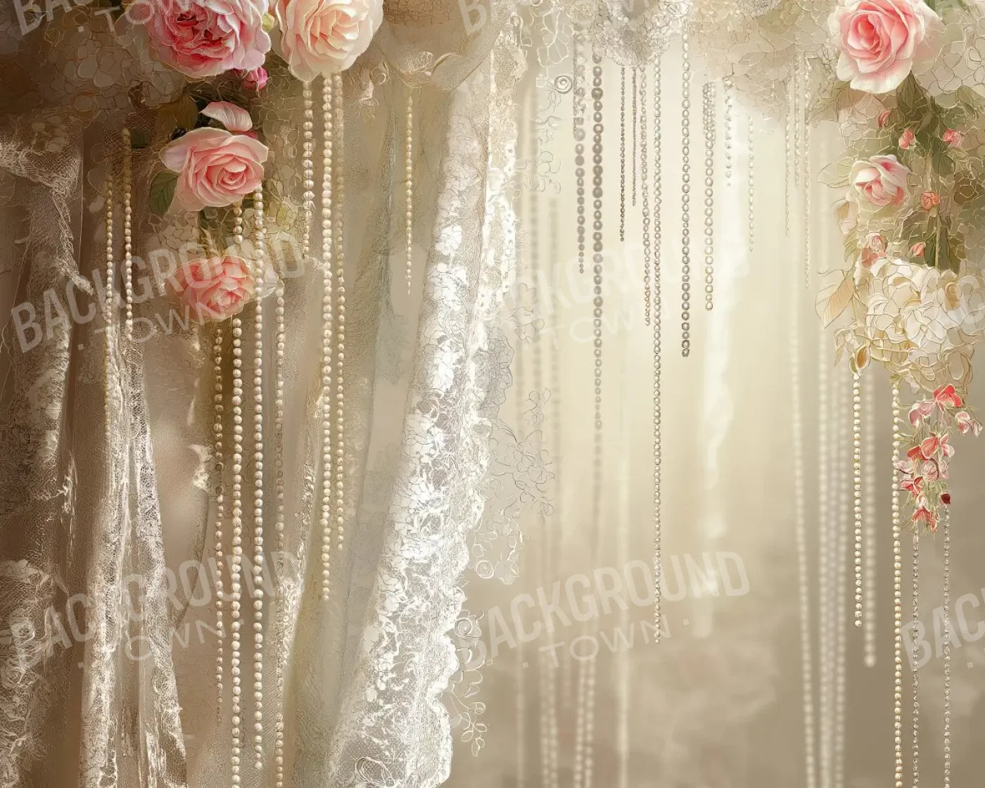 Antique Lace And Pearls 2 10’x8’ Fleece (120 x 96 inch) Backdrop