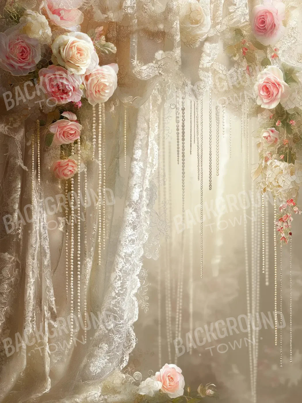 Antique Lace And Pearls 2 6’x8’ Fleece (72 x 96 inch) Backdrop