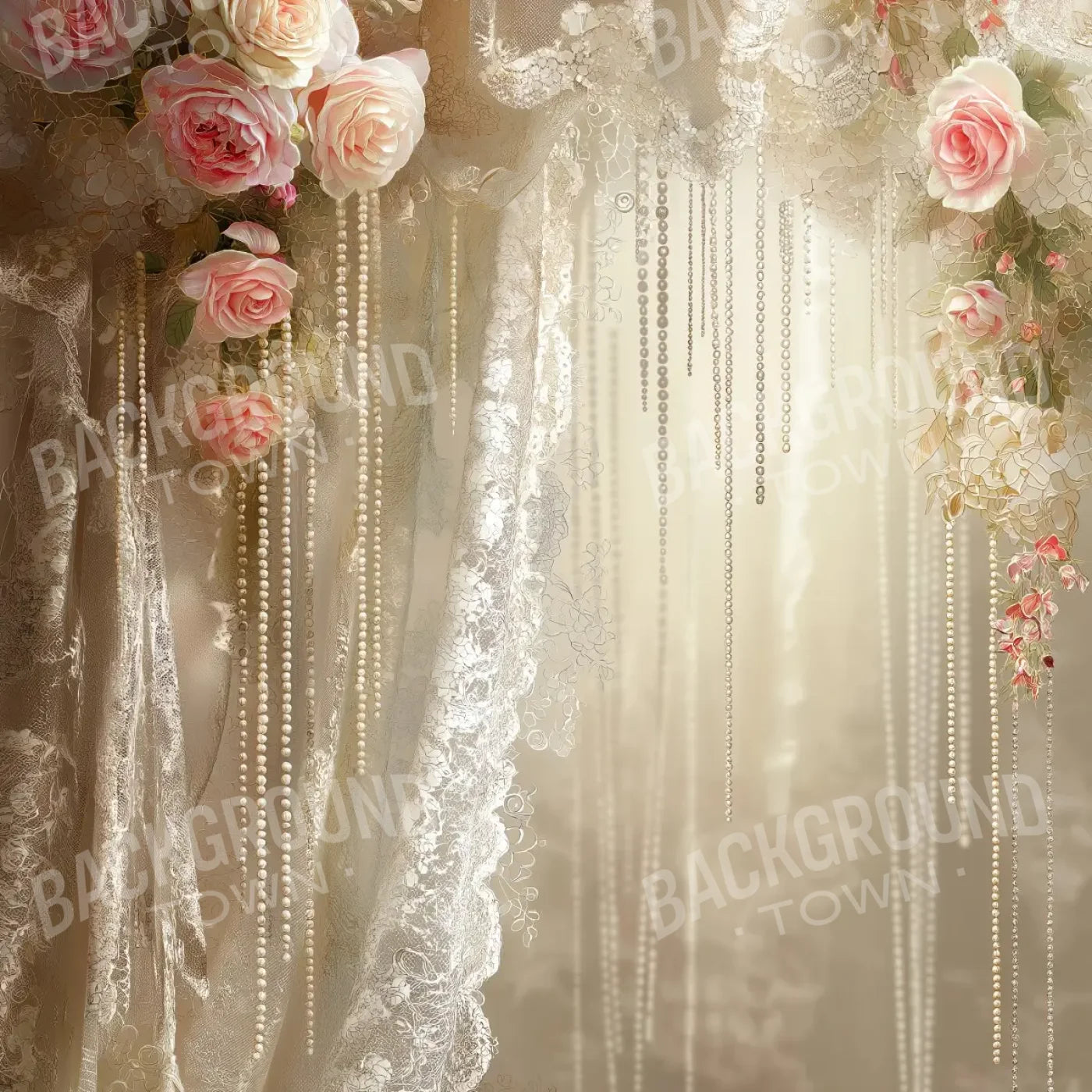 Antique Lace And Pearls 2 8’x8’ Fleece (96 x 96 inch) Backdrop