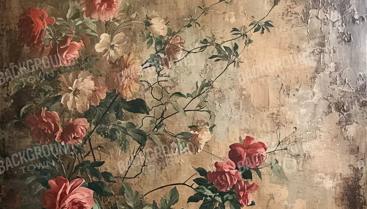 Antique Painted Wall Flowers 14’X8’ Ultracloth (168 X 96 Inch) Backdrop