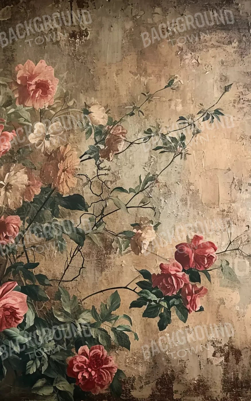 Antique Painted Wall Flowers 5’X8’ Ultracloth (60 X 96 Inch) Backdrop