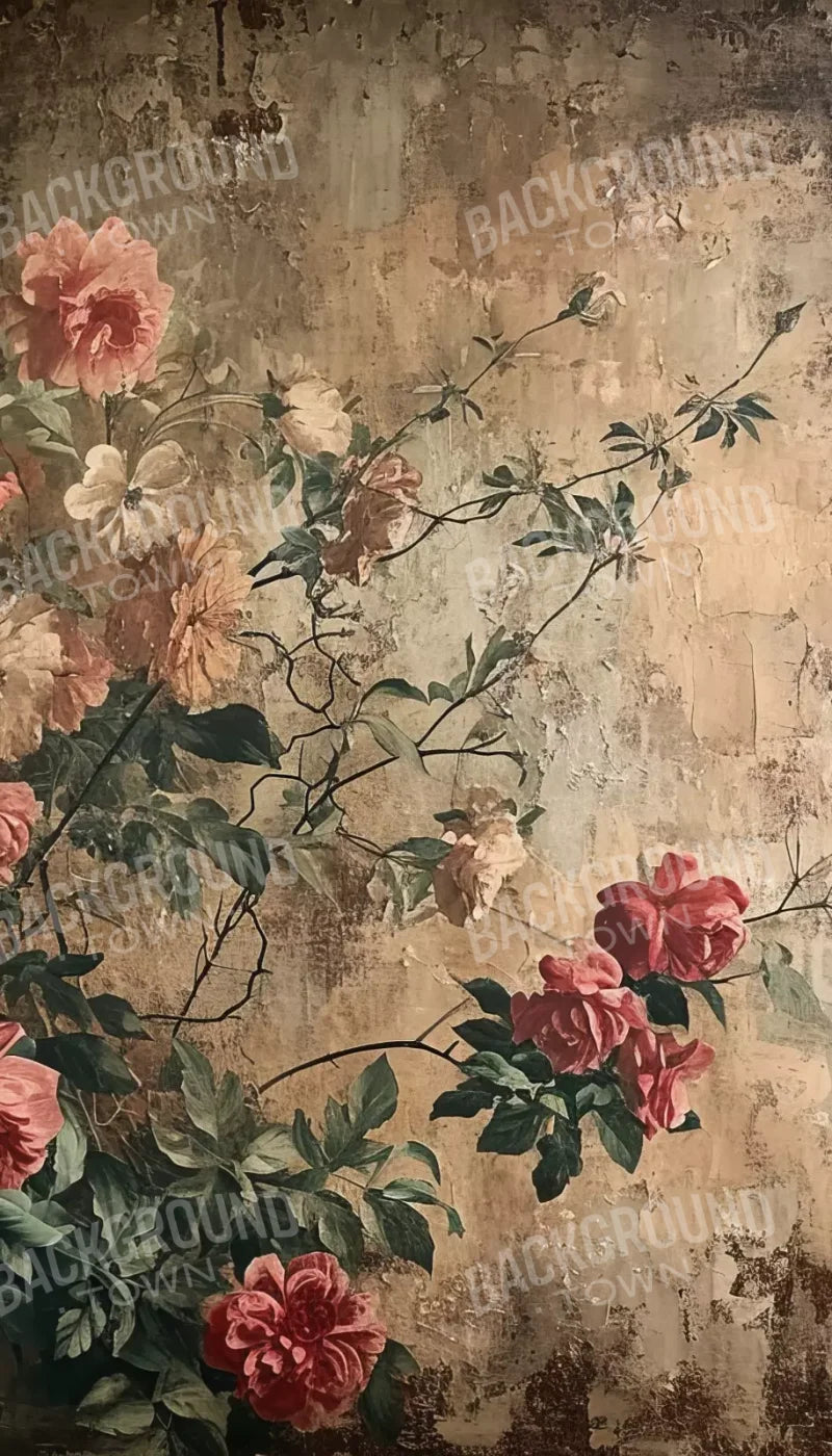 Antique Painted Wall Flowers 8’X14’ Ultracloth (96 X 168 Inch) Backdrop