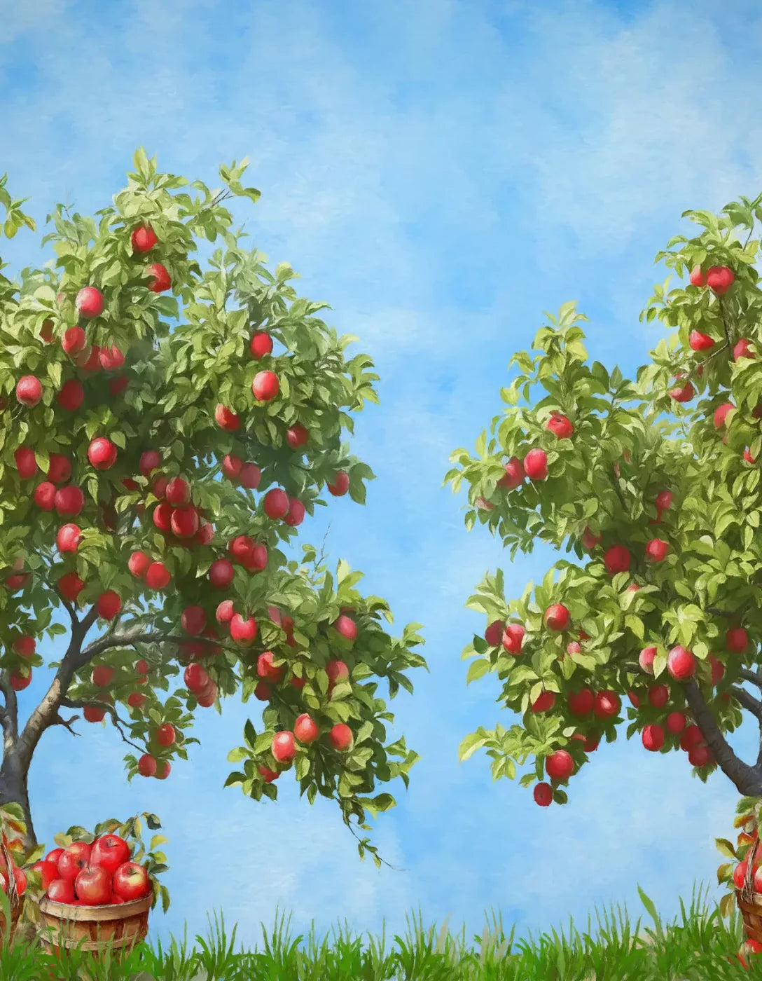 Apple Trees At Grandmas 6X8 Fleece ( 72 X 96 Inch ) Backdrop