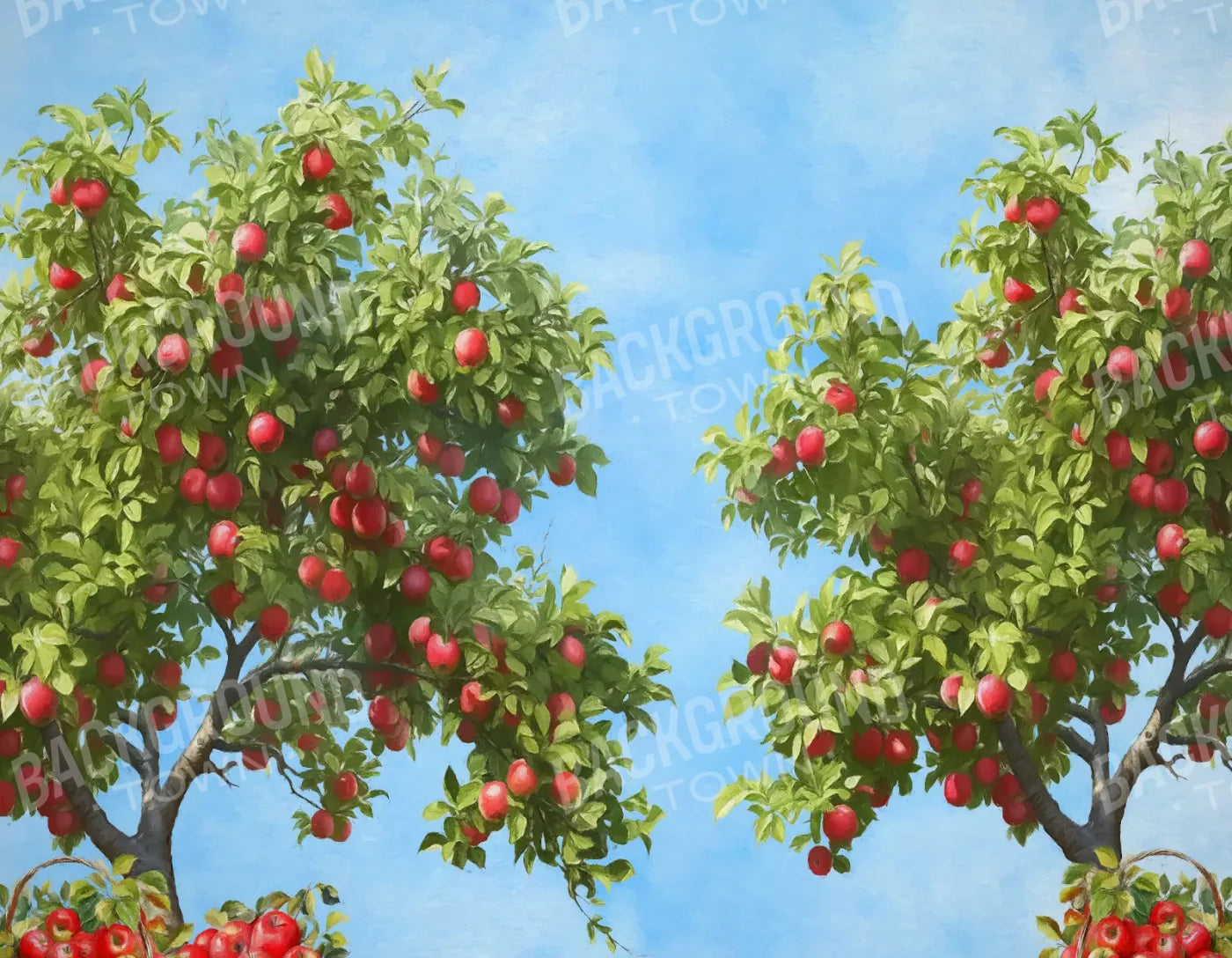 Apple Trees At Grandmas 8X6 Fleece ( 96 X 72 Inch ) Backdrop