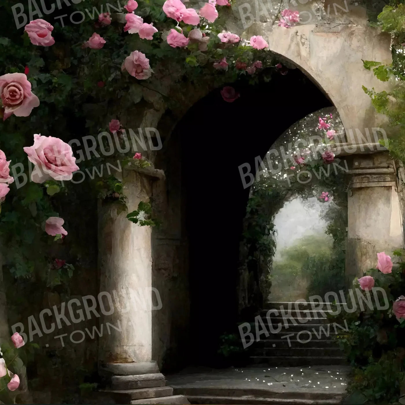 Beige Floral Backdrop for Photography