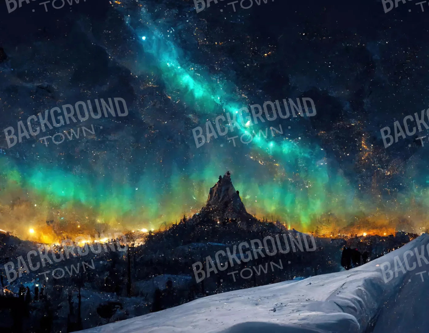 Aurora Night 8X6 Fleece ( 96 X 72 Inch ) Backdrop