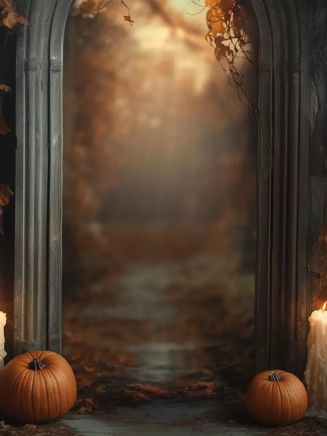 Autumn Archway 1 6’X8’ Fleece (72 X 96 Inch) Backdrop