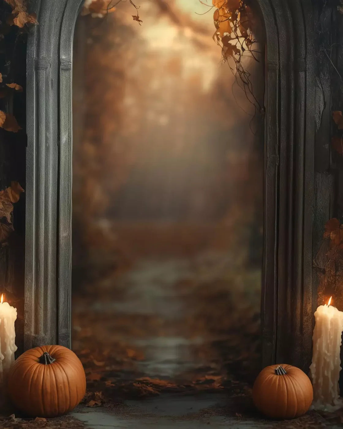 Autumn Archway 1 8’X10’ Fleece (96 X 120 Inch) Backdrop