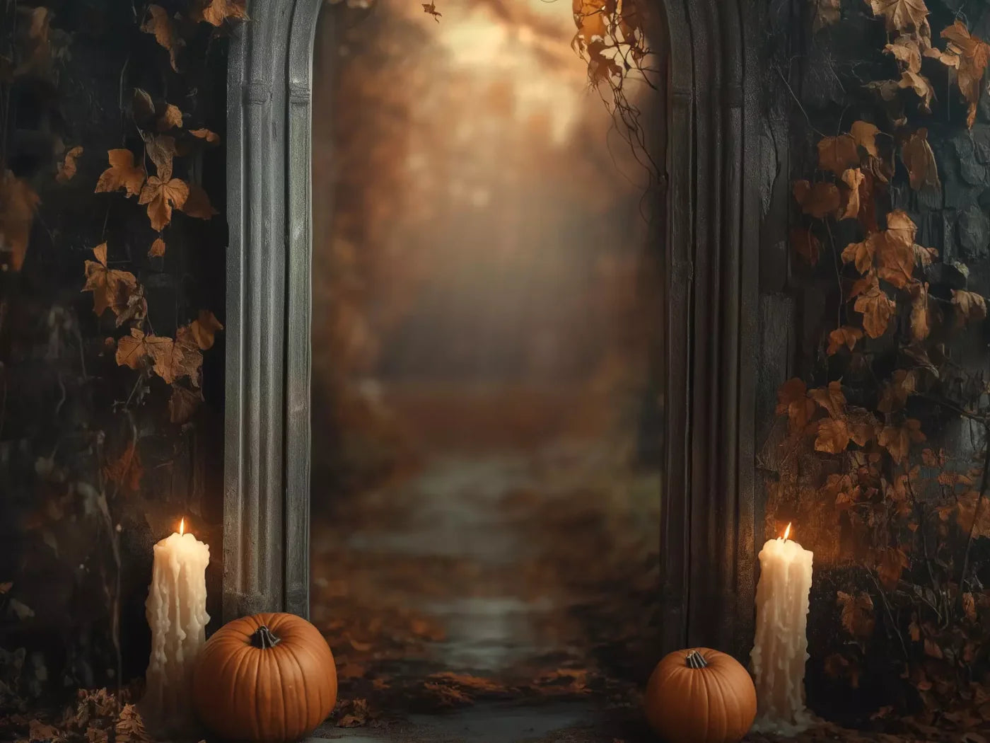 Autumn Archway 1 8’X6’ Fleece (96 X 72 Inch) Backdrop