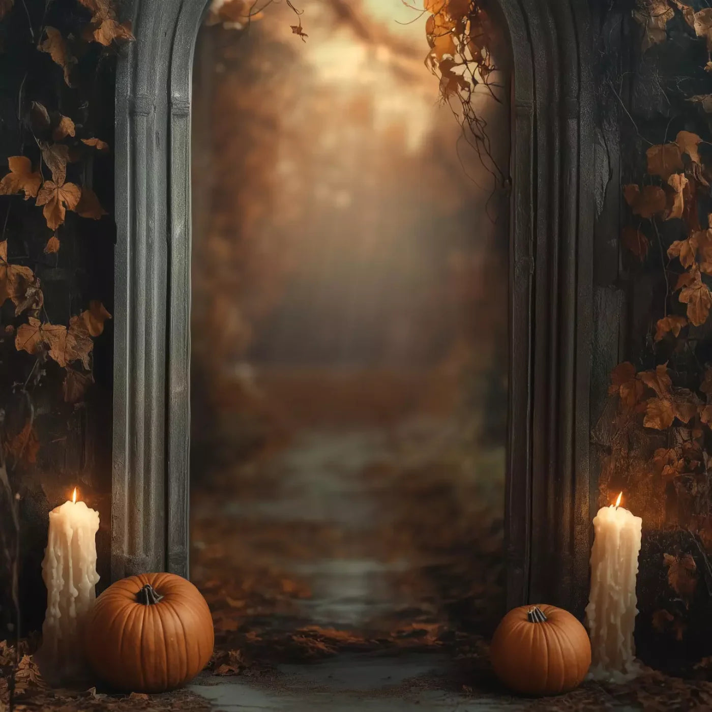 Autumn Archway 1 8’X8’ Fleece (96 X Inch) Backdrop